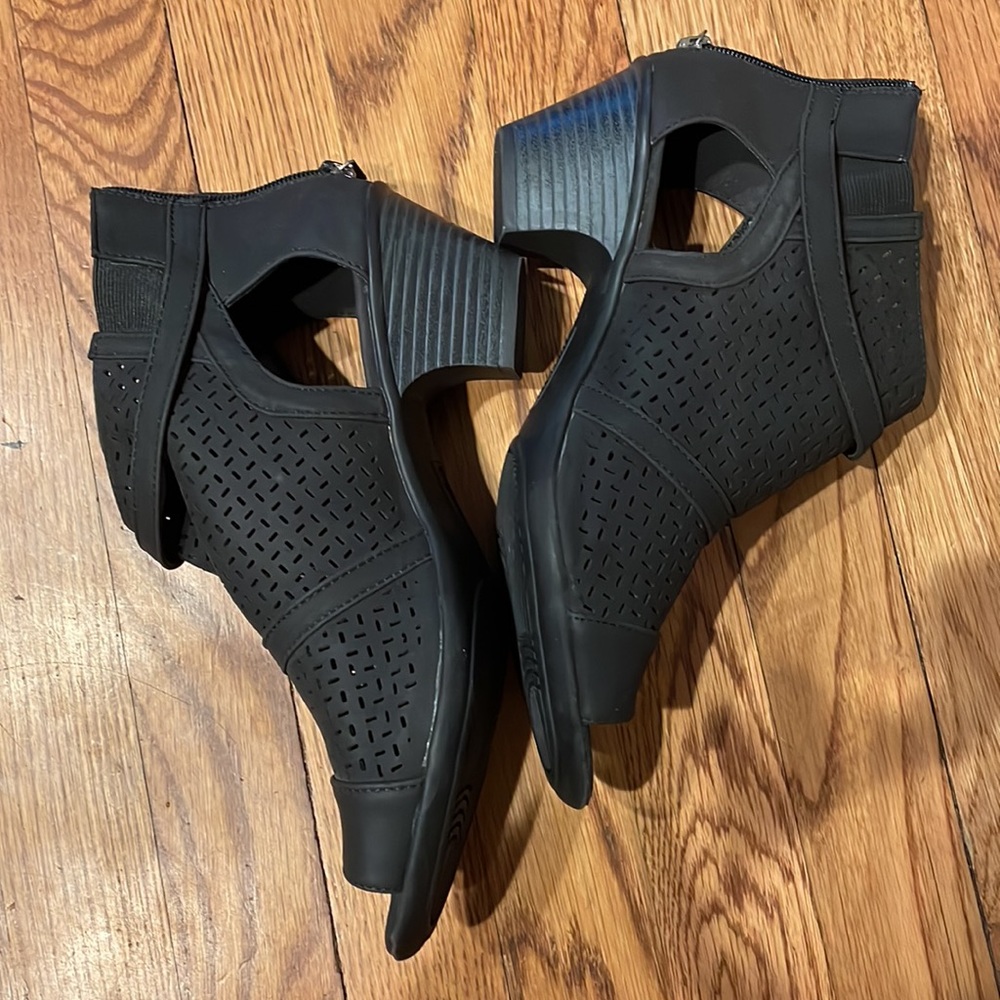 New, never worn open toe booties